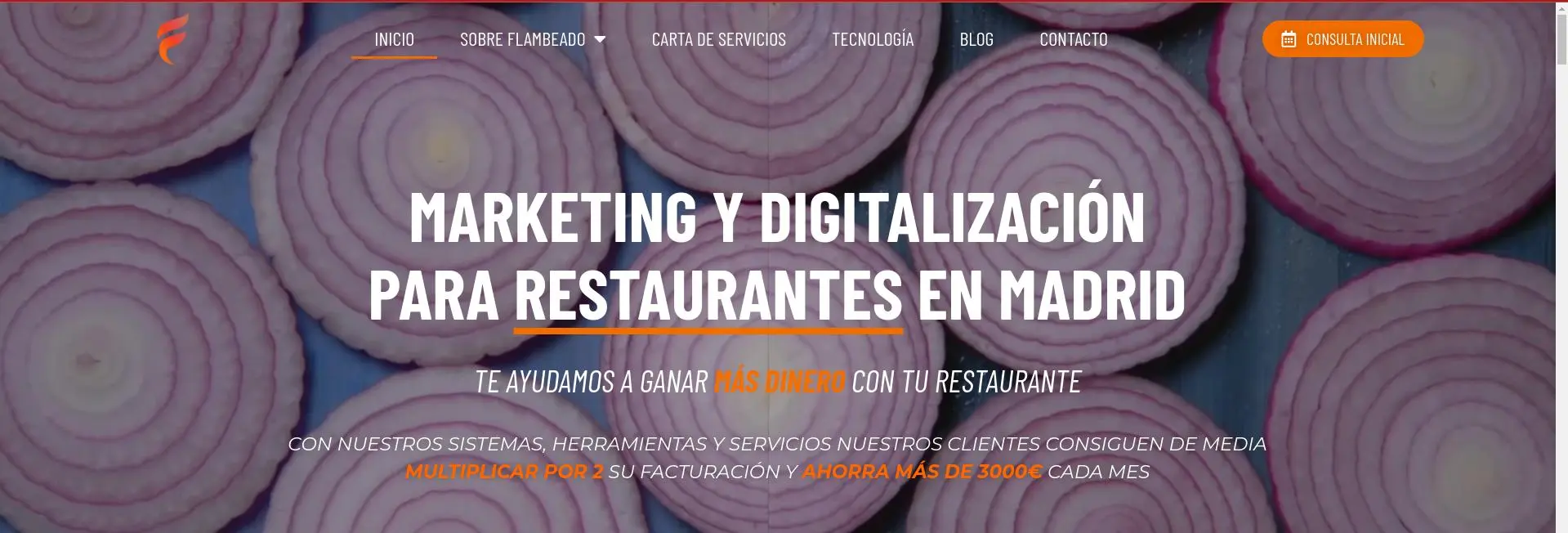 Página de Flambeado Digital la Mejor Agencia de Diseño Web para restaurantes