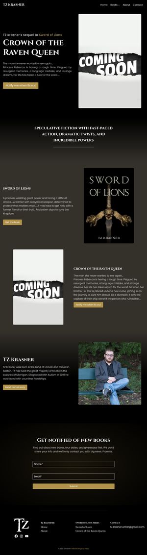 Ejemplo de diseño web completo en Torrejón de Ardoz: Muestra la página web profesional que ha diseñado Ridaly para Tz Krasner