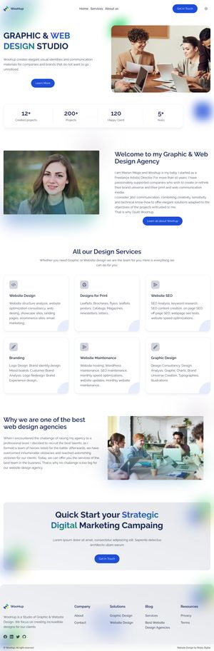 Ejemplo de diseño web completo en Parla: Muestra la página web profesional que ha diseñado Ridaly para Woohup